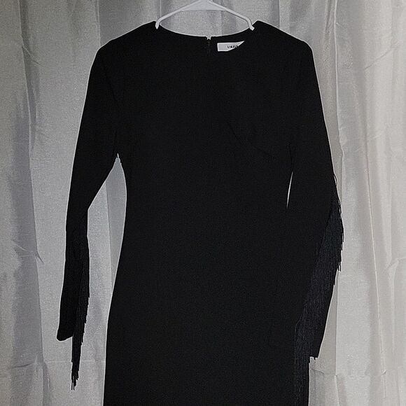 LIKELY black New With tags designer fringed sleeves Sheath dress - Picture 6 of 16